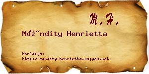 Mándity Henrietta névjegykártya